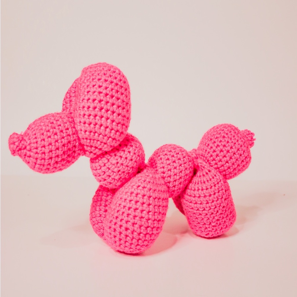 Amigurumi Crochet Balloon Dog Plushie Pink - Picture 2 of 2